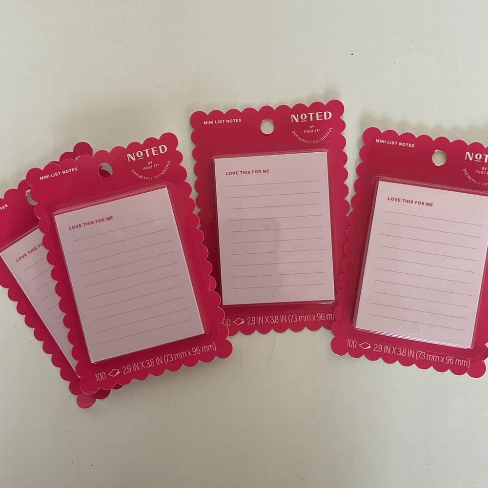 Noted by Post It Notes lot of 4 NWT Small List Pads